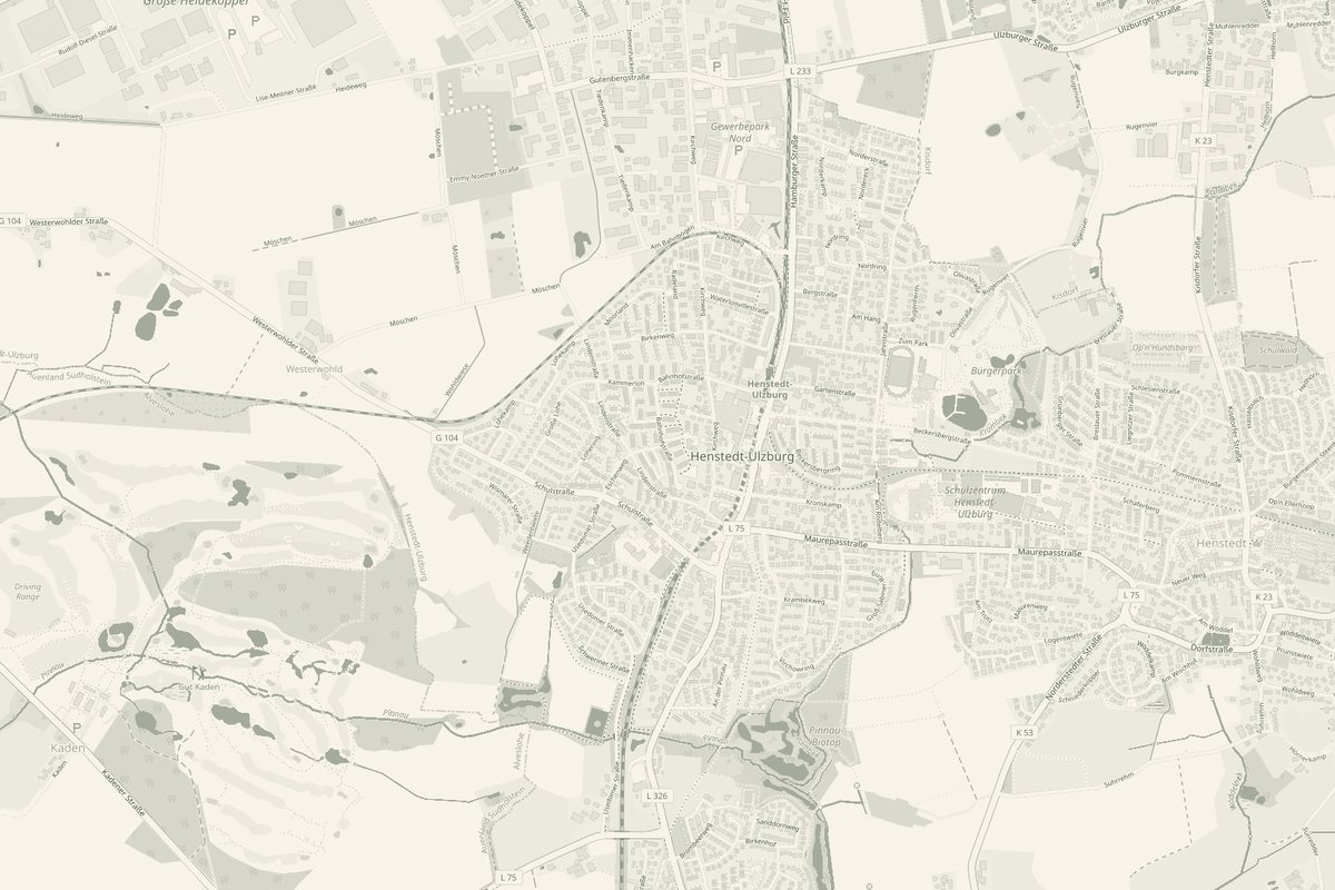 Karte von Henstedt-Ulzburg und Umgebung aus der Vogelperspektive, eingefärbt in den Markenfarben.